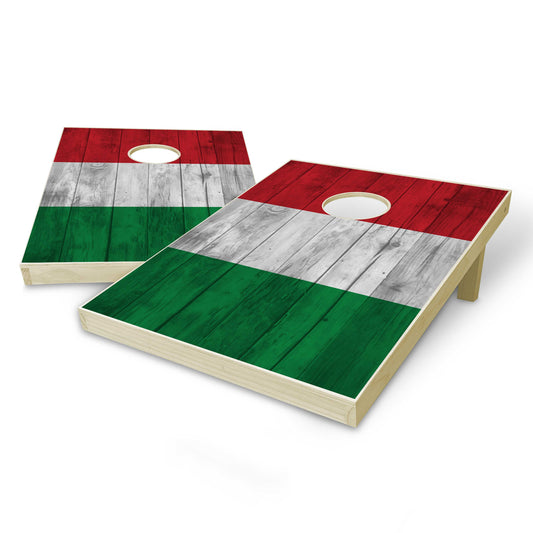 Italy Flag Tailgate Cornhole Set - Distressed Wood