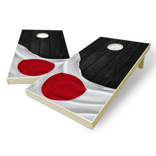 Japan Flag Cornhole Set - Black Wood