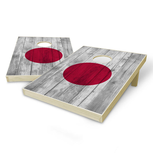 Japan Flag Tailgate Cornhole Set - Distressed Wood