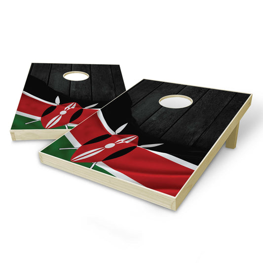 Kenya Flag Tailgate Cornhole Set - Black Wood