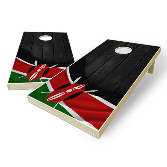 Kenya Flag Cornhole Set - Black Wood