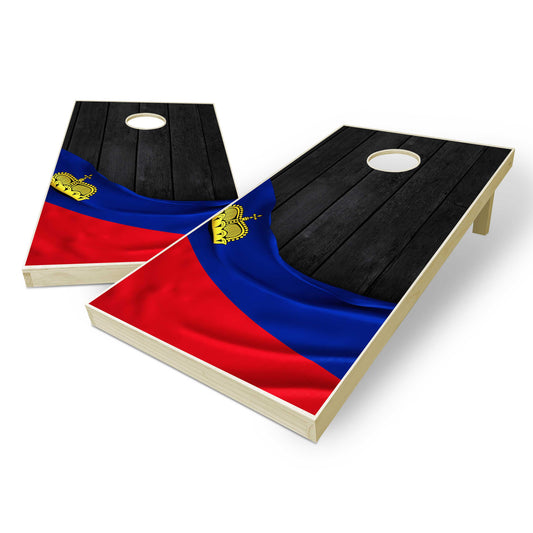 Liechtensteinn Flag Cornhole Set - Black Wood