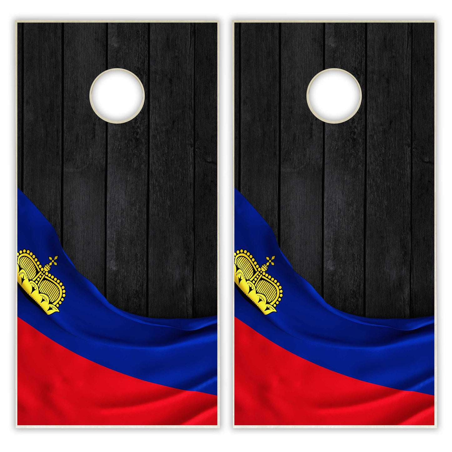 Liechtensteinn Flag Cornhole Set - Black Wood