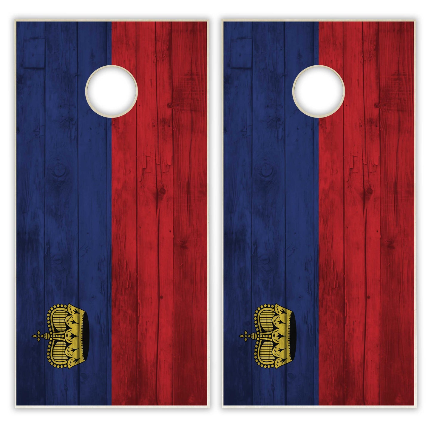 Liechtensteinn Flag Cornhole Set - Distressed Wood