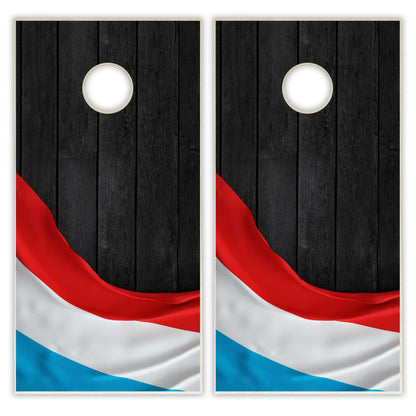 Luxembourg Flag Cornhole Set - Black Wood