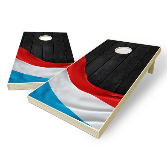 Luxembourg Flag Cornhole Set - Black Wood