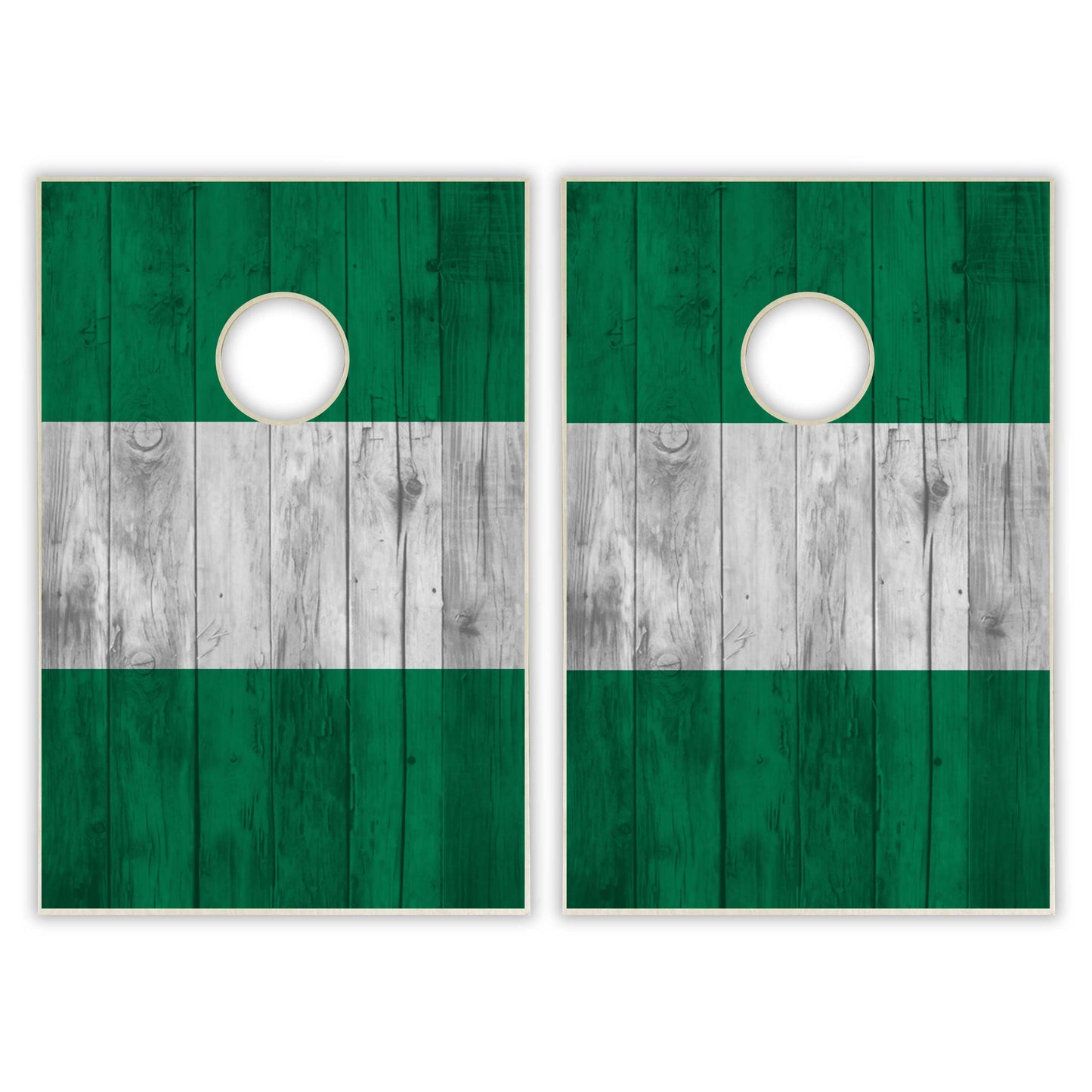 Nigeria Flag Tailgate Cornhole Set - Distressed Wood
