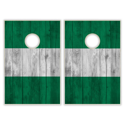 Nigeria Flag Tailgate Cornhole Set - Distressed Wood