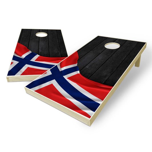 Norway Flag Cornhole Set - Black Wood