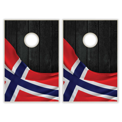 Norway Flag Tailgate Cornhole Set - Black Wood