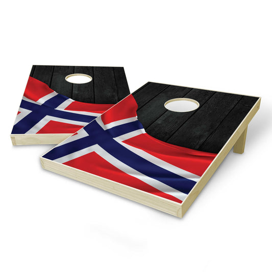 Norway Flag Tailgate Cornhole Set - Black Wood
