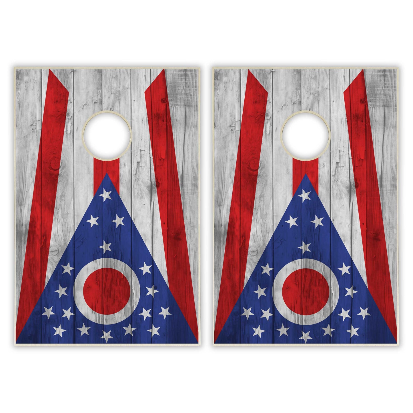 Ohio State Flag Tailgate Cornhole Set - Distressed Wood