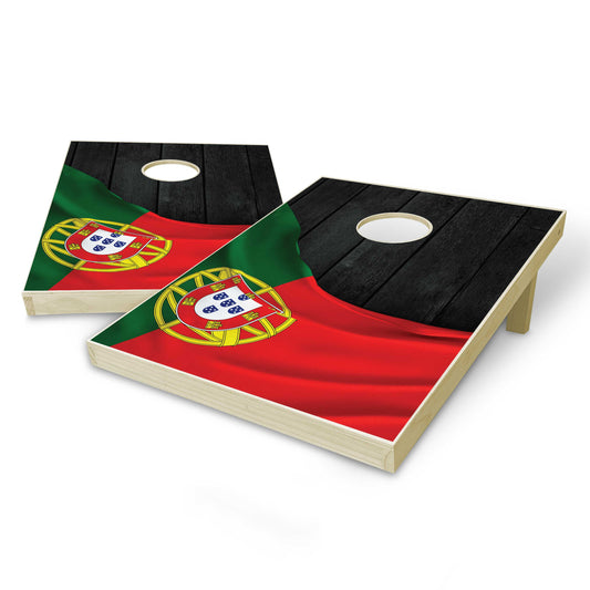 Portugal Flag Tailgate Cornhole Set - Black Wood