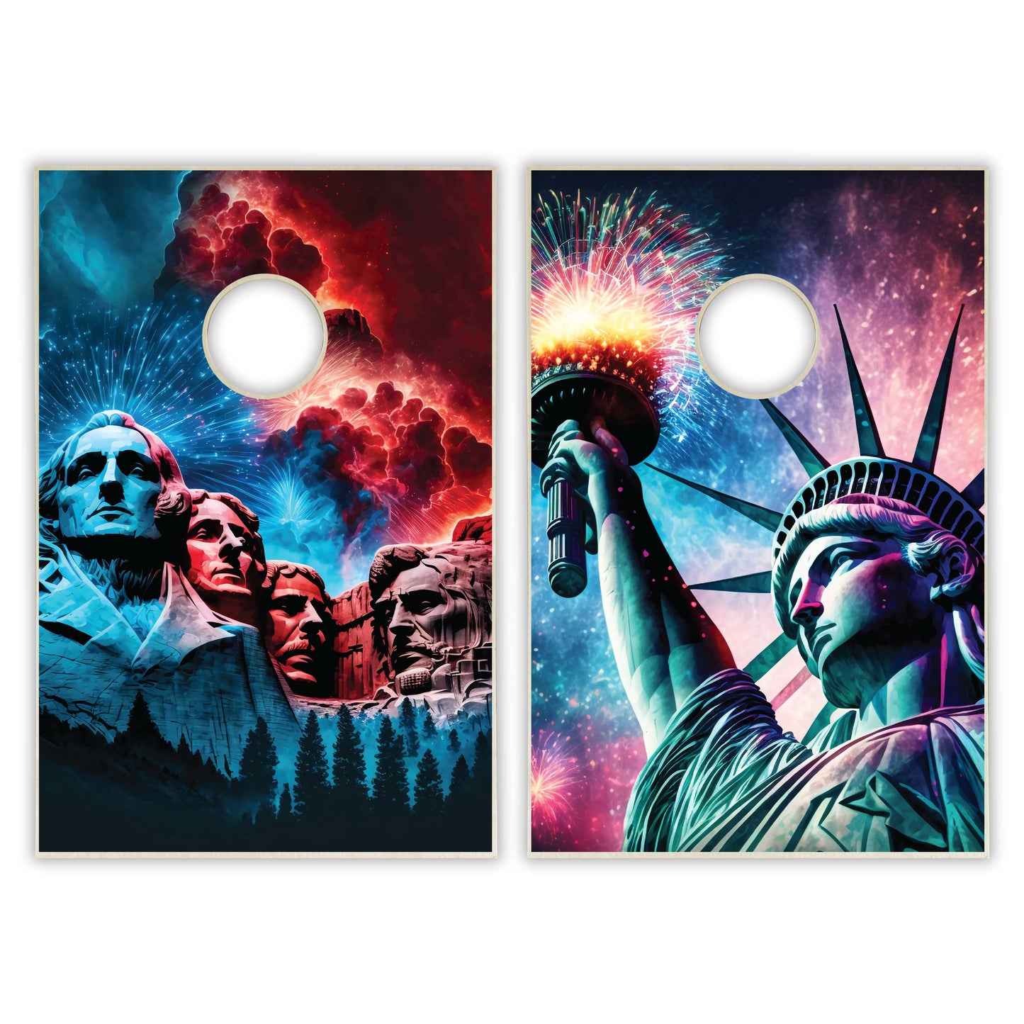 Mount Rushmore and Statue of Liberty Tailgate Cornhole Set