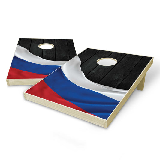 Russia Flag Tailgate Cornhole Set - Black Wood