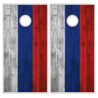 Russia Flag Cornhole Set - Distressed Wood