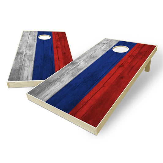 Russia Flag Cornhole Set - Distressed Wood