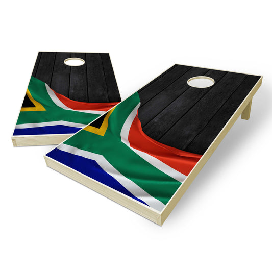 South Africa Flag Cornhole Set - Black Wood