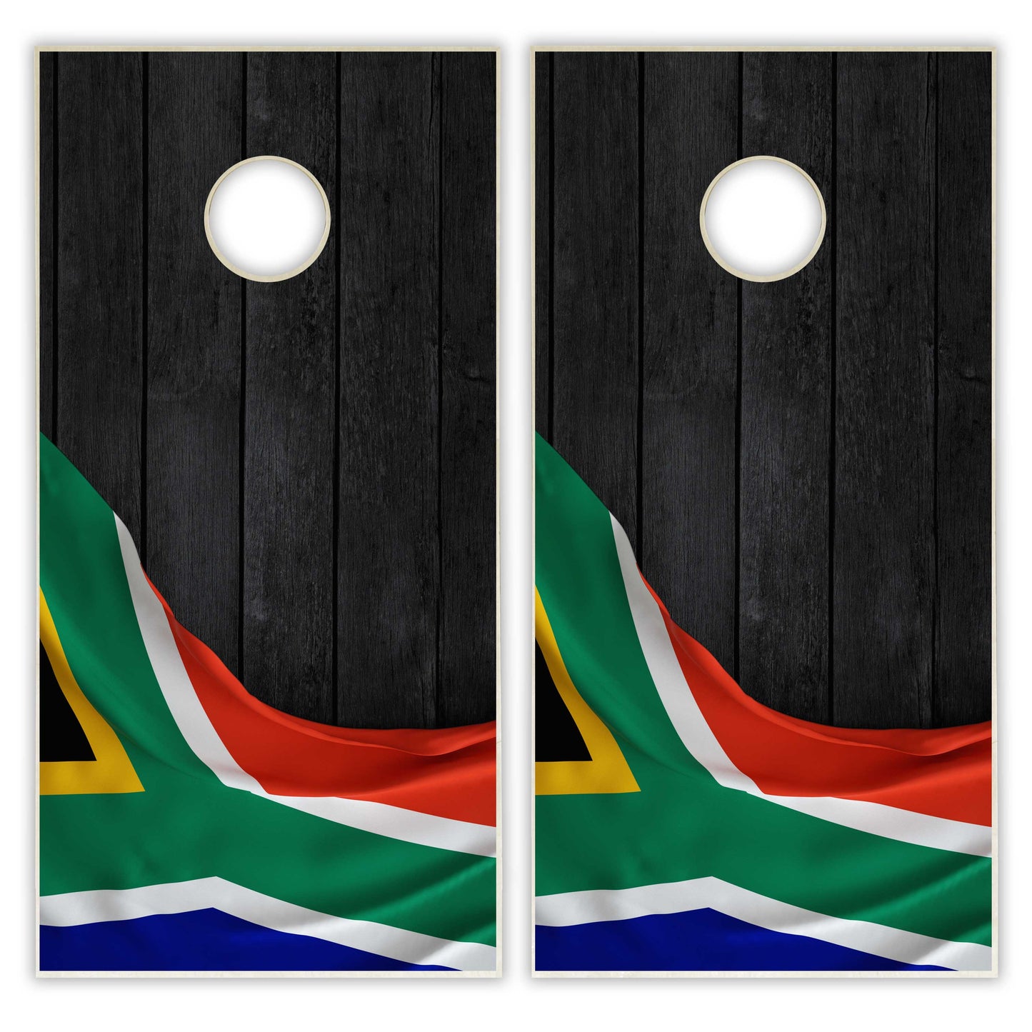 South Africa Flag Cornhole Set - Black Wood