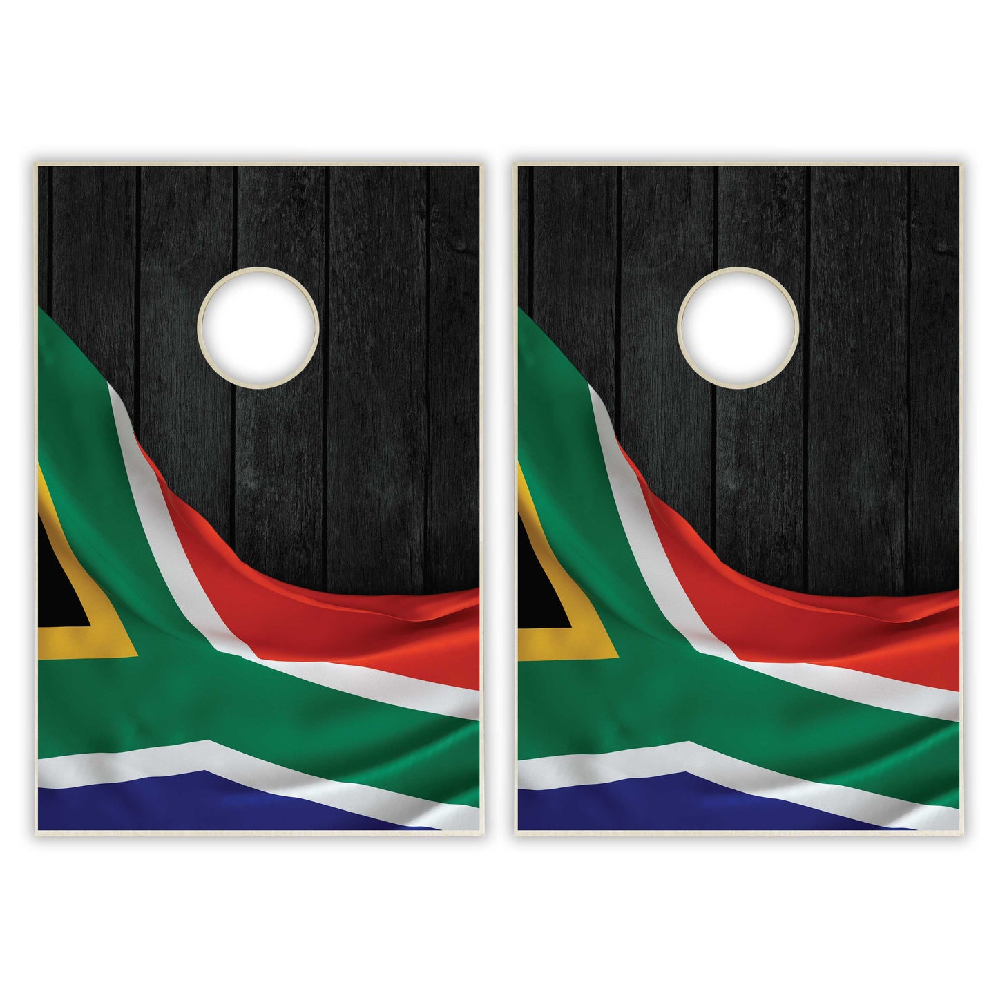 South Africa Flag Tailgate Cornhole Set - Black Wood