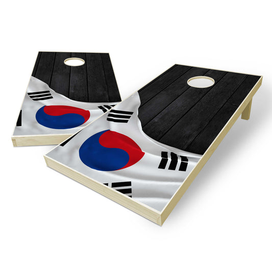 South Korea Flag Cornhole Set - Black Wood