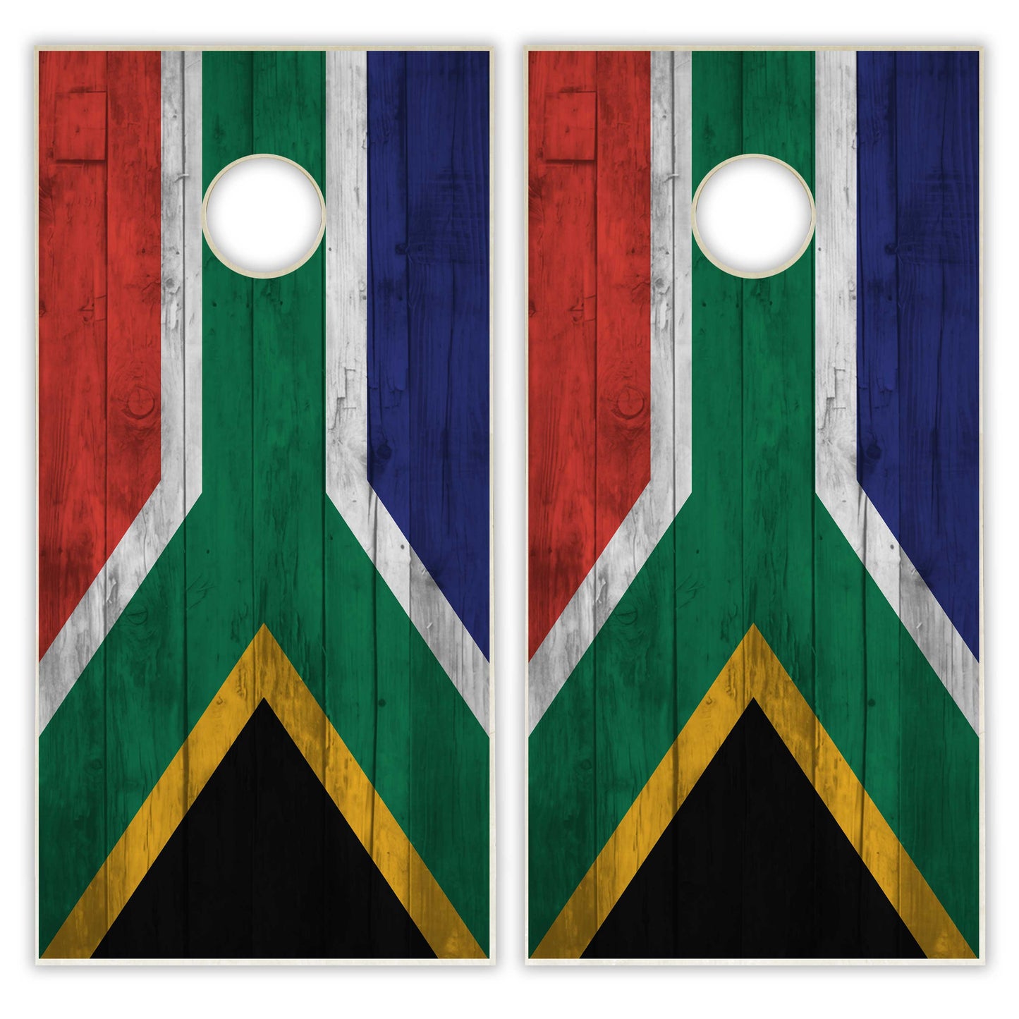 South Africa Flag Cornhole Set - Distressed Wood