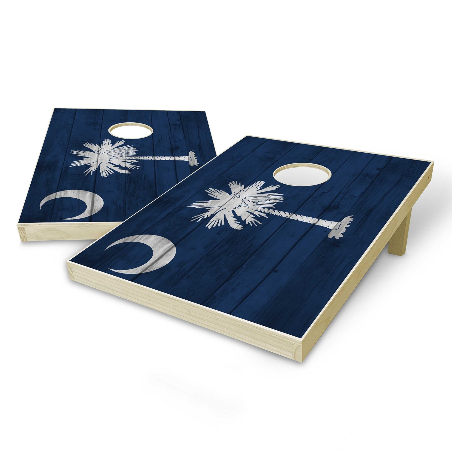 South Carolina State Flag Tailgate Cornhole Set - Distressed Wood