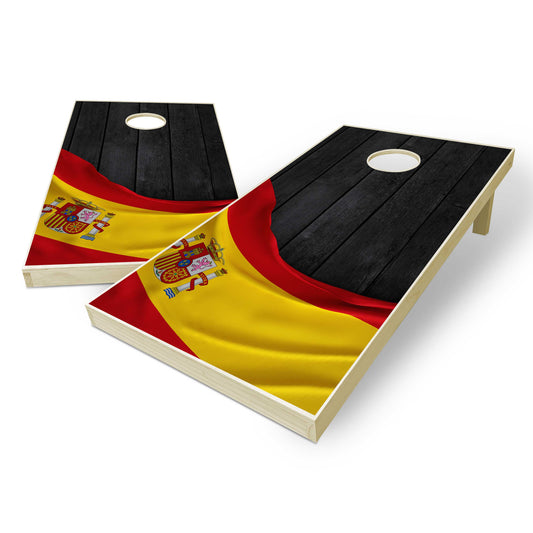 Spain Flag Cornhole Set - Black Wood