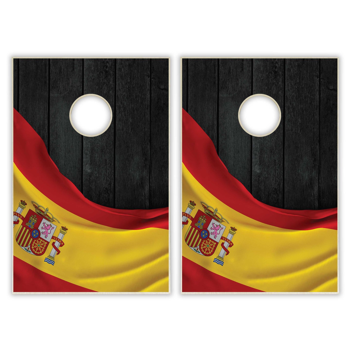 Spain Flag Tailgate Cornhole Set - Black Wood