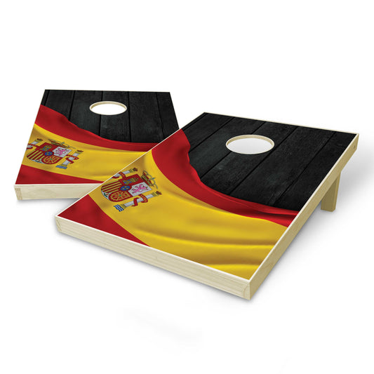 Spain Flag Tailgate Cornhole Set - Black Wood