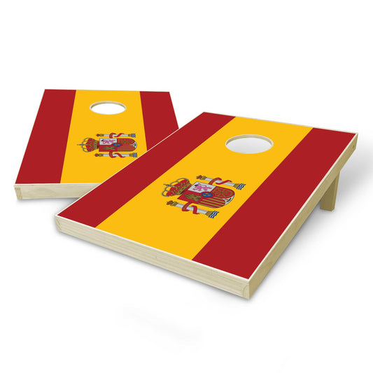 Spain Flag Tailgate Cornhole Set - Distressed Wood