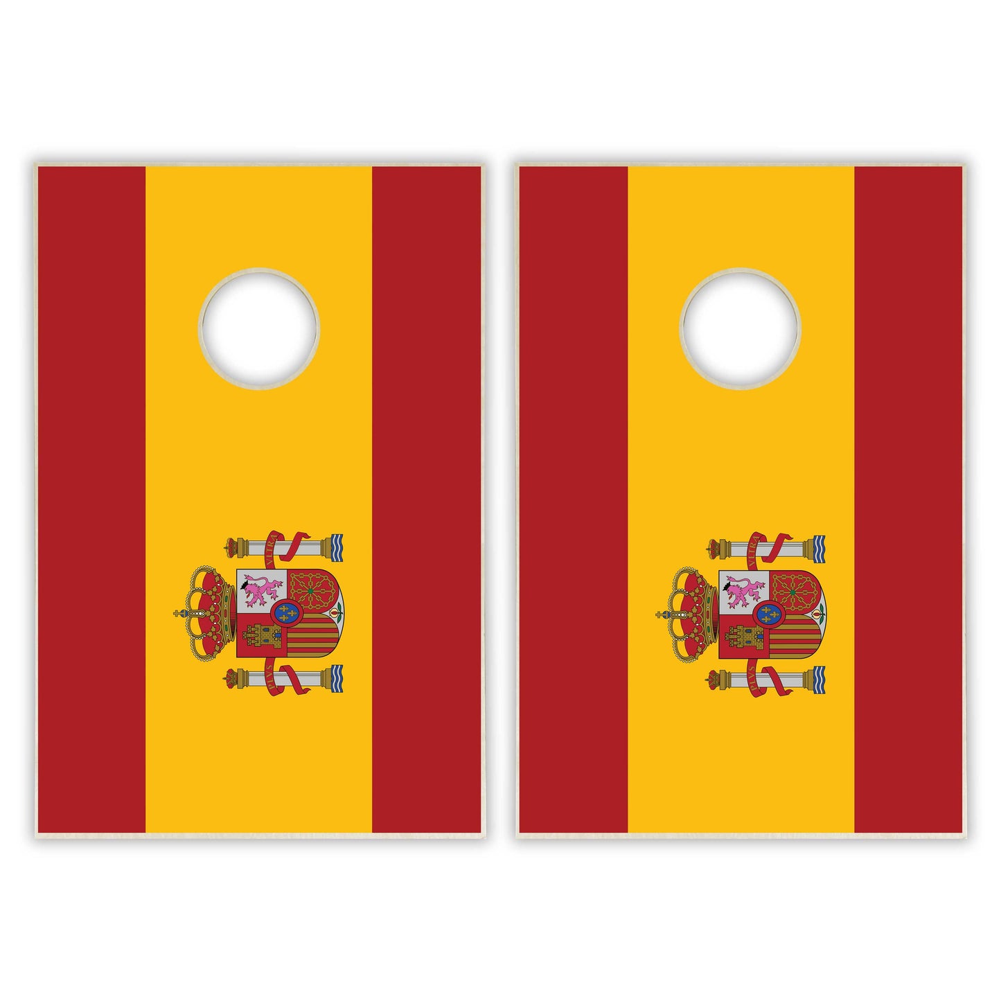 Spain Flag Tailgate Cornhole Set - Distressed Wood
