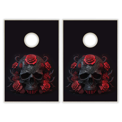 Sugar Skull Dark Tailgate Cornhole Set