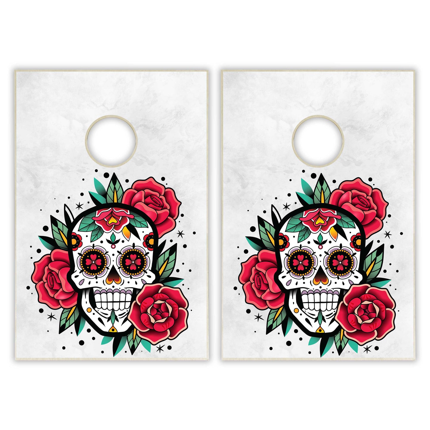 Sugar Skull White Tailgate Cornhole Set