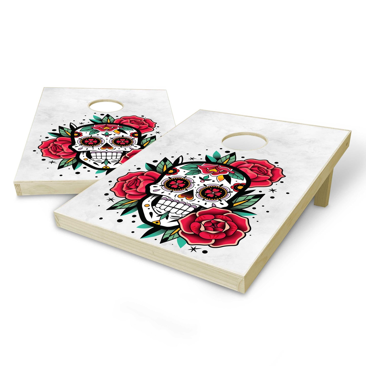 Sugar Skull White Tailgate Cornhole Set