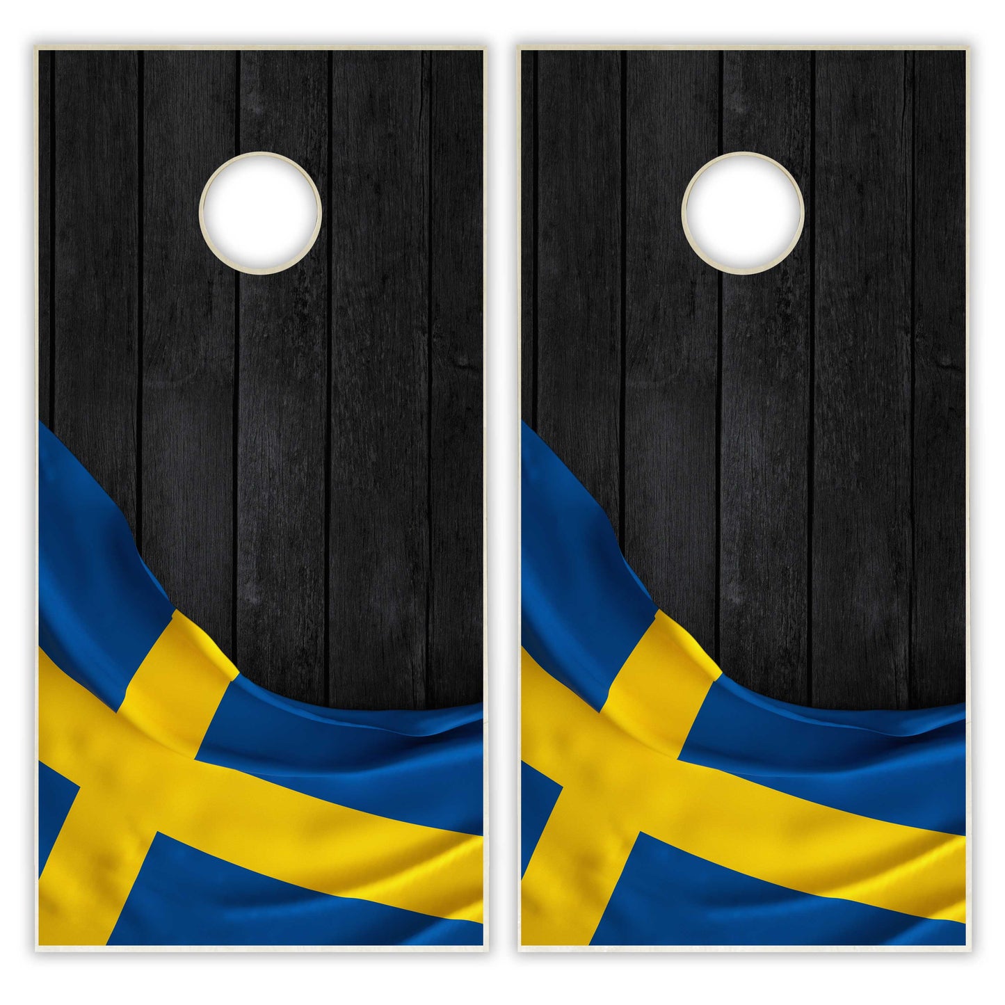 Sweden Flag Cornhole Set - Black Wood