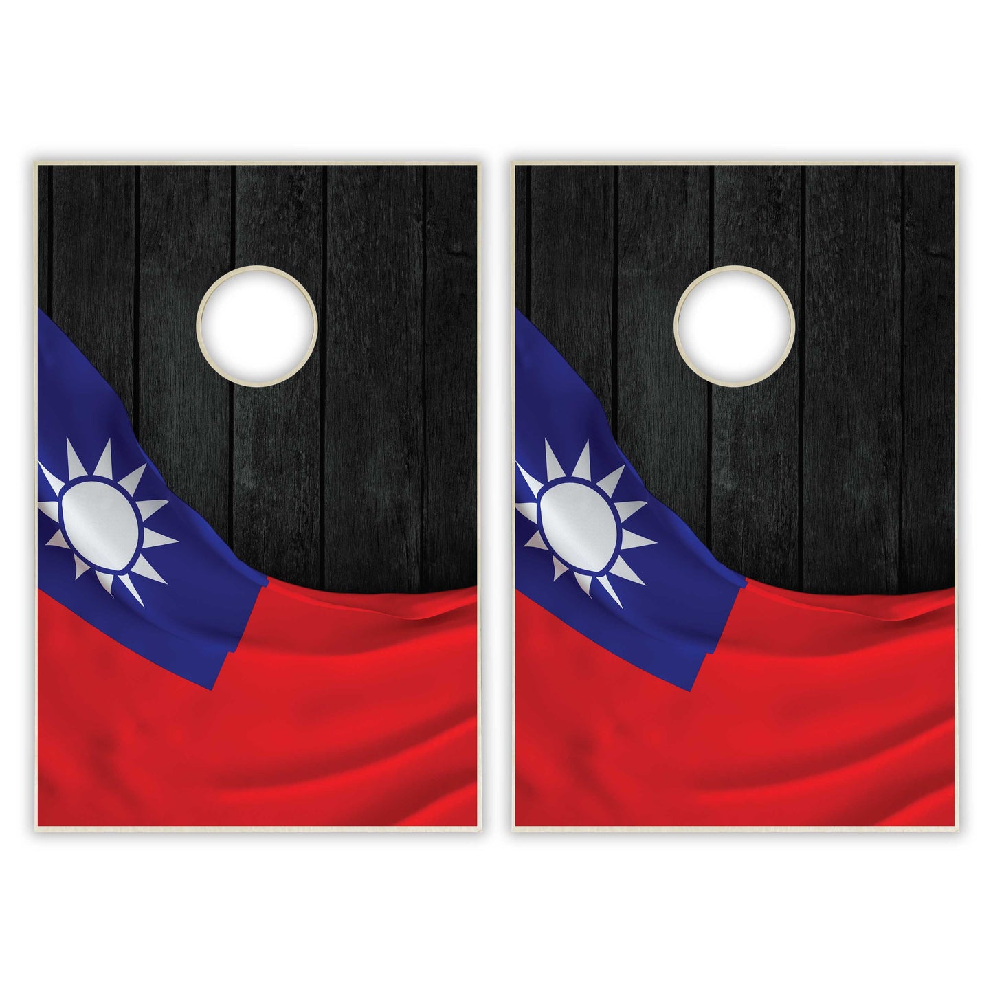 Taiwan Flag Tailgate Cornhole Set - Black Wood