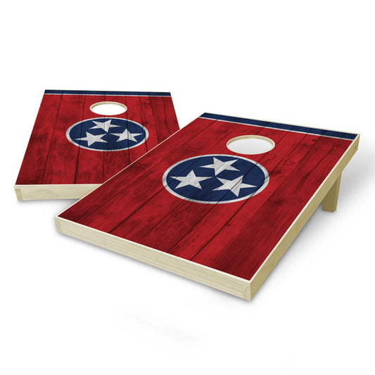 Tennessee State Flag Tailgate Cornhole Set - Distressed Wood