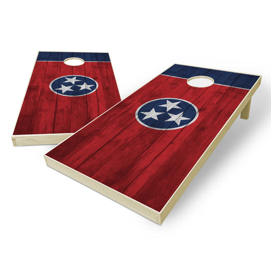 Tennessee State Flag Cornhole Set - Distressed Wood