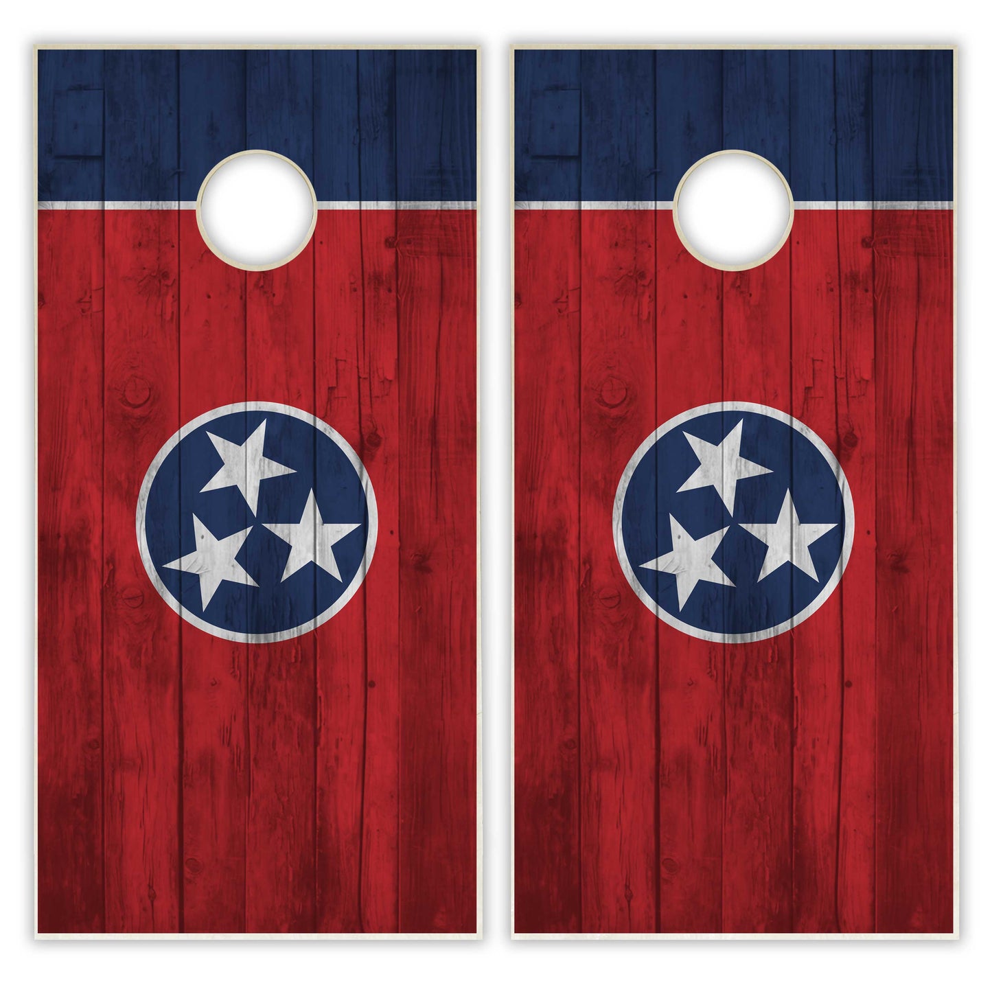Tennessee State Flag Cornhole Set - Distressed Wood