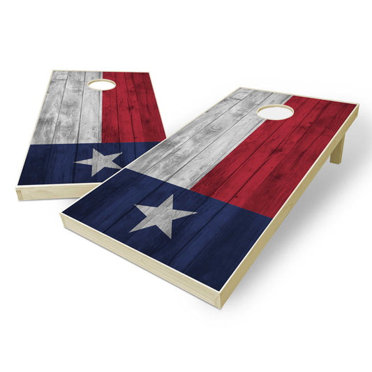 Texas State Flag Cornhole Set - Distressed Wood