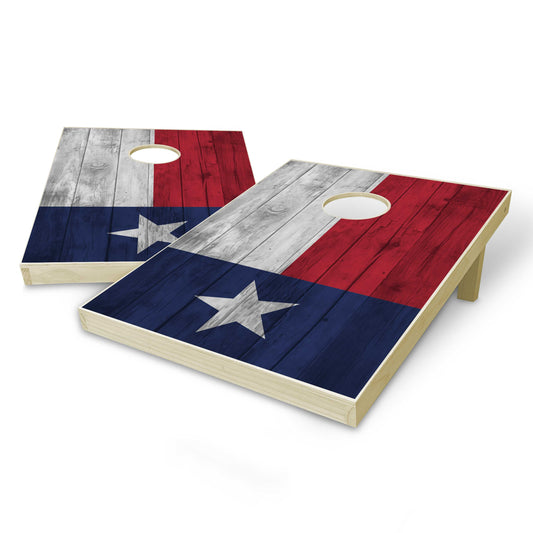 Texas State Flag Tailgate Cornhole Set - Distressed Wood