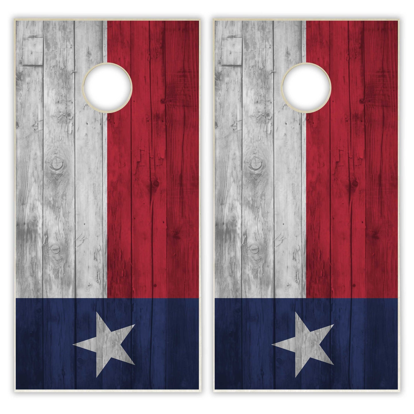 Texas State Flag Cornhole Set - Distressed Wood
