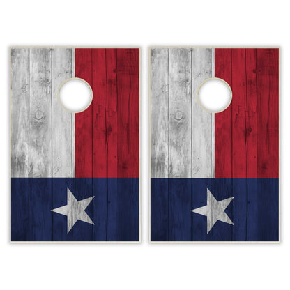Texas State Flag Tailgate Cornhole Set - Distressed Wood