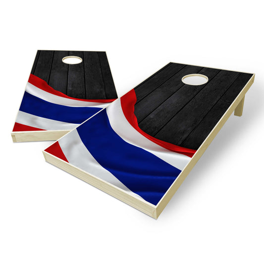 Thailand Flag Cornhole Set - Black Wood