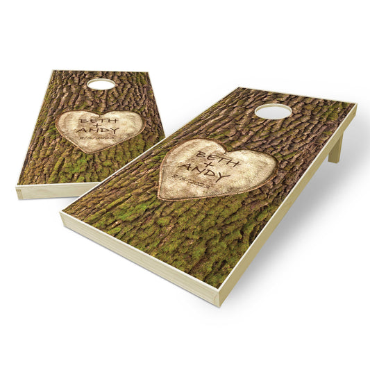 Tree Carved Wedding Customized Cornhole Boards