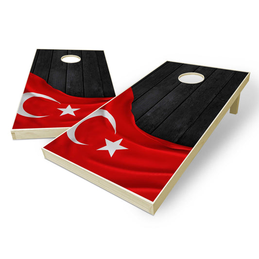 Turkey Flag Cornhole Set - Black Wood