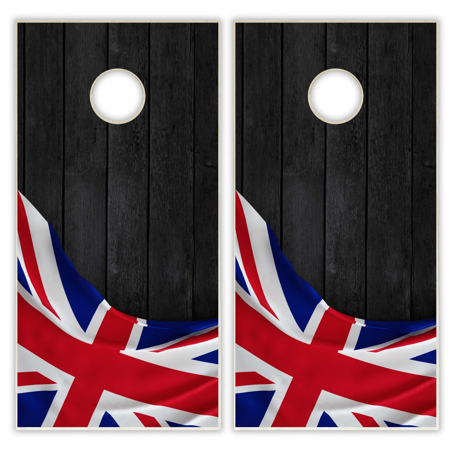 United Kingdom Flag Cornhole Set - Black Wood