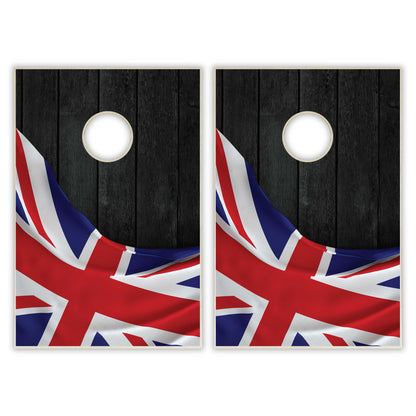 United Kingdom Flag Tailgate Cornhole Set - Black Wood