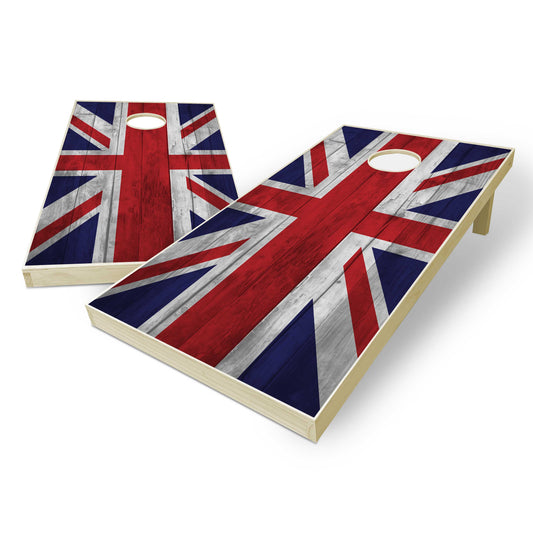 United Kingdom Flag Cornhole Set - Distressed Wood